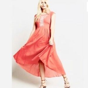 Free People Coral cutout bohemian dress small EUC